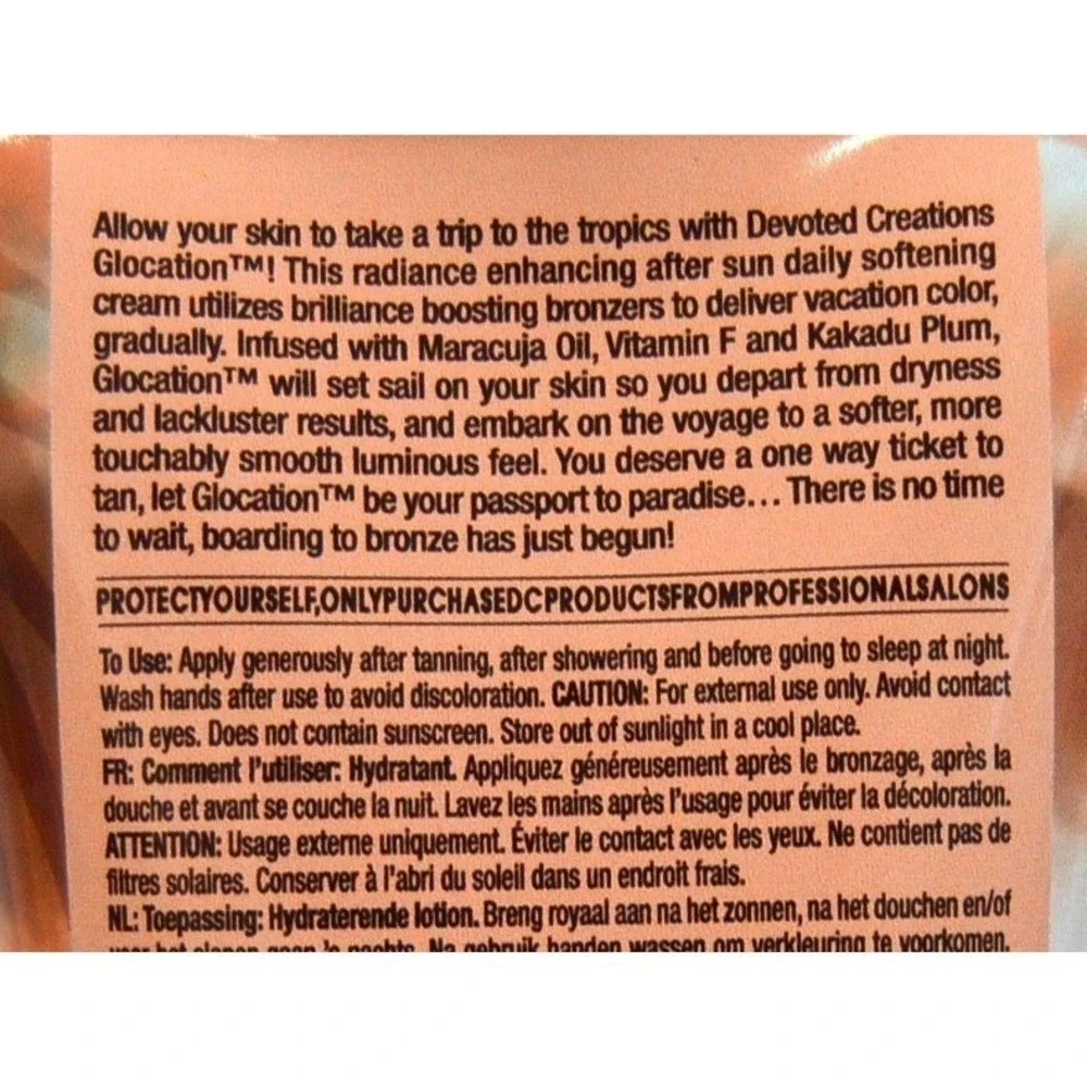 Devoted Creations Glocation After Sun Softening Cream Bronzer Moisturizer 8.5oz